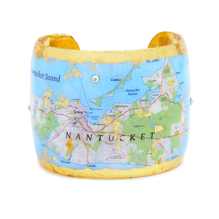 Wristlet Nantucket Map - outlets Natural + Coral